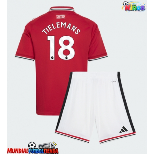 Camiseta Manchester United Youri Tielemans #18 Primera Equipación Replica 2026-27 para niños mangas cortas (+ Pantalones cortos)